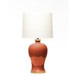 Lawrence & Scott Dashiell Porcelain Living Coral Table Lamp with  Oak Base