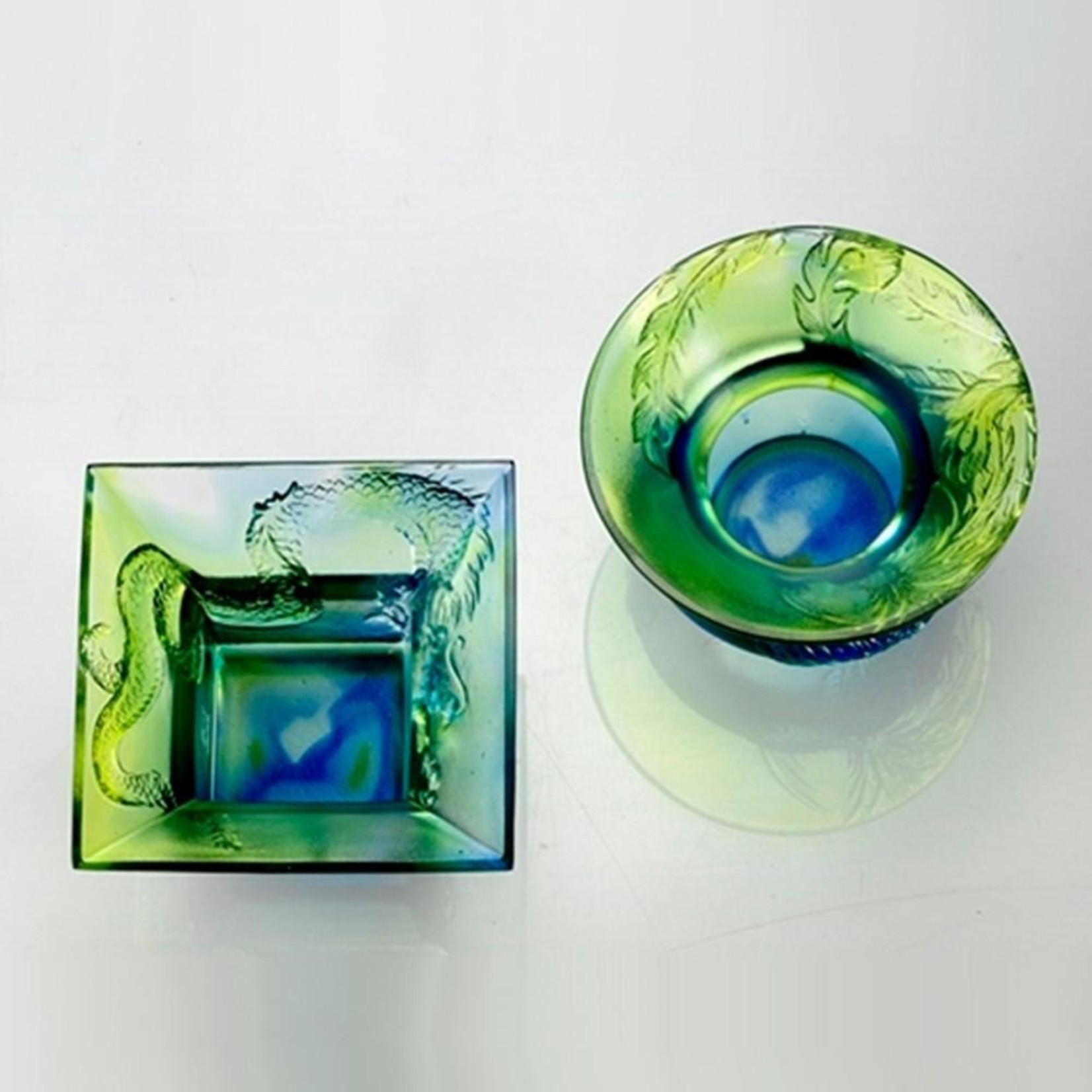 LIULI Crystal Art Crystal Sake Glass (Limited Edition), Set of 2, Blue/Green