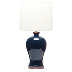 Lawrence & Scott Dashiell Steel Blue Table Lamp with Walnut Base