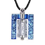 LIULI Crystal Art Crystal Prayer Wheel Pendant Necklace (Framed) in Blue