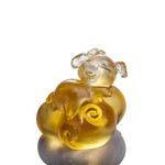 LIULI Crystal Art Crystal Piglet of Fortune and Fulfillment in Light Amber