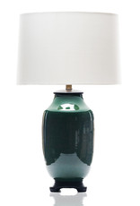 Lawrence & Scott Legacy Lagom Lantern Lamp in Racing Green Crackle with Rosewood Base