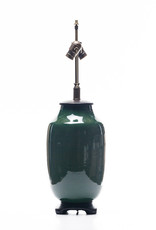 Lawrence & Scott Legacy Lagom Lantern Lamp in Racing Green Crackle with Rosewood Base