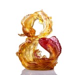 LIULI Crystal Art Crystal Koi, "Success begets success", Amber Gold Red (Limited Edition)