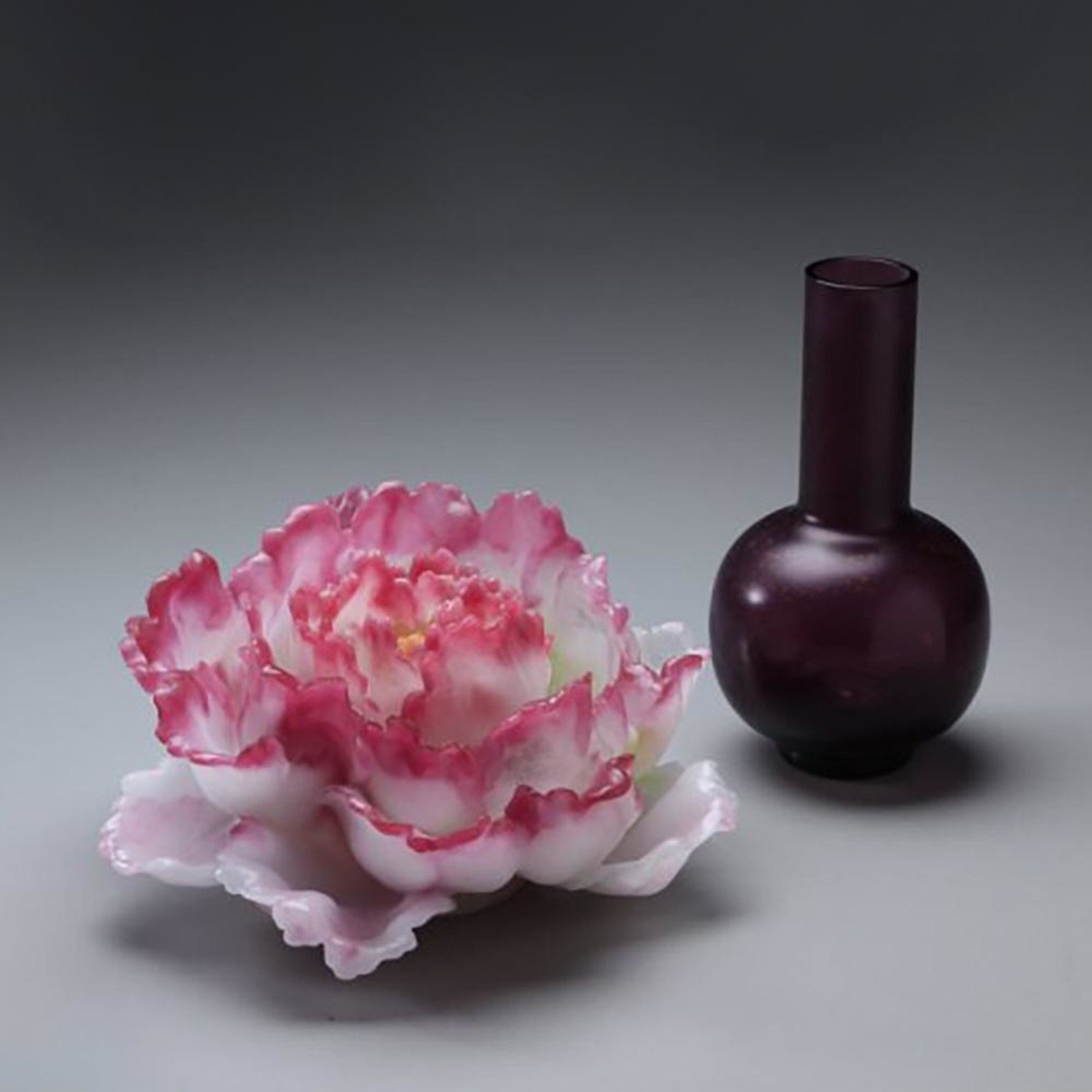 LIULI Crystal Art Crystal Flower, "Heavenly Blooms: Peony Flower"