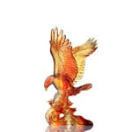 LIULI Crystal Art Crystal American Bald Eagle Figurine, "With a will, A way", US Only, Limited Edition, in Dark Amber Light Amber