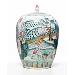 Antique - Lawrence Collection Antique Chinese Famille Rose Floral Ginger Jar With Garden Scene, Tongzhi Mark