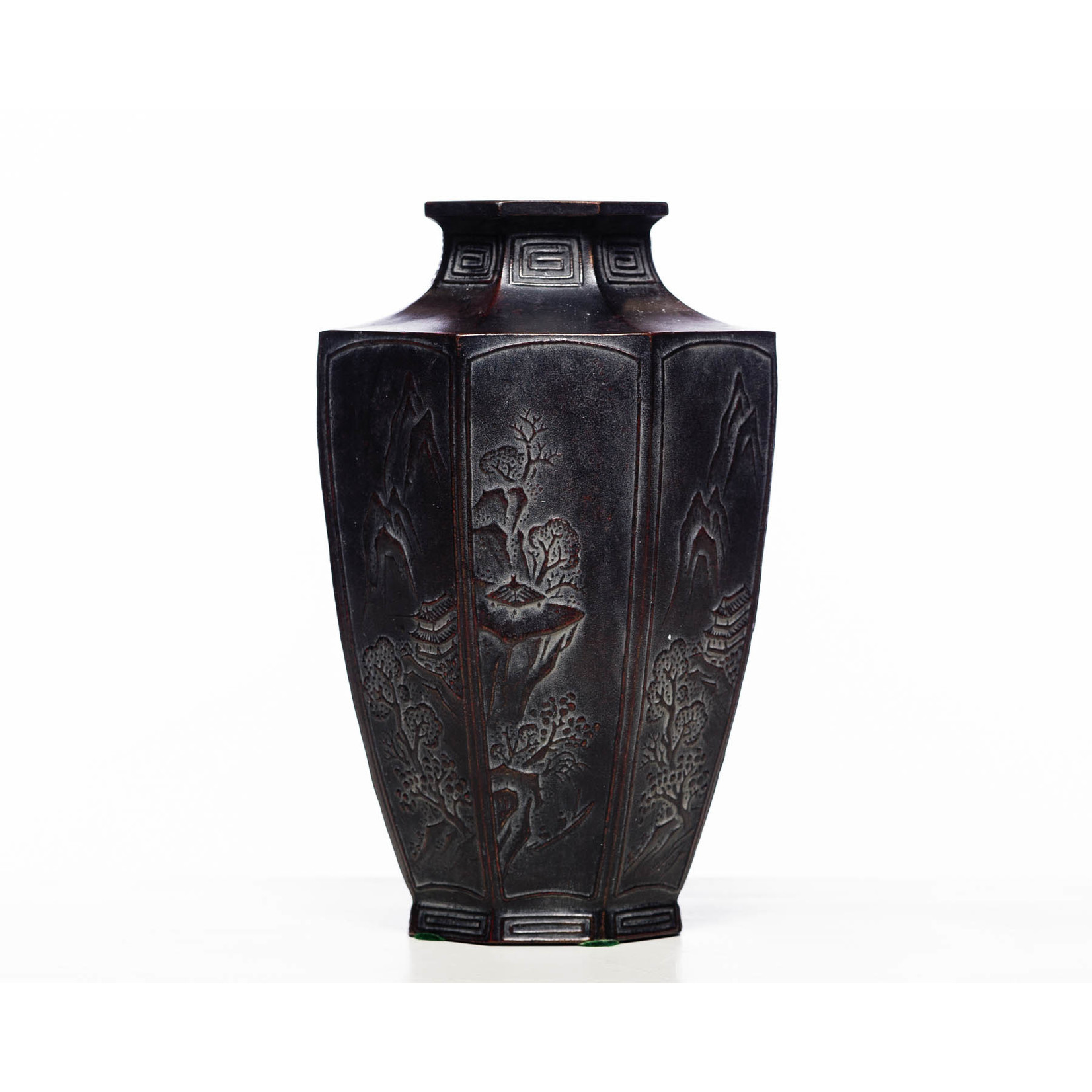 Lawrence Collection Antique Japanese Octagonal Zinc Vase ca. 1900