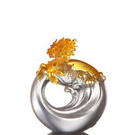 LIULI Crystal Art Crystal Qilin, the mythical creature - "Beauty" in Light Amber