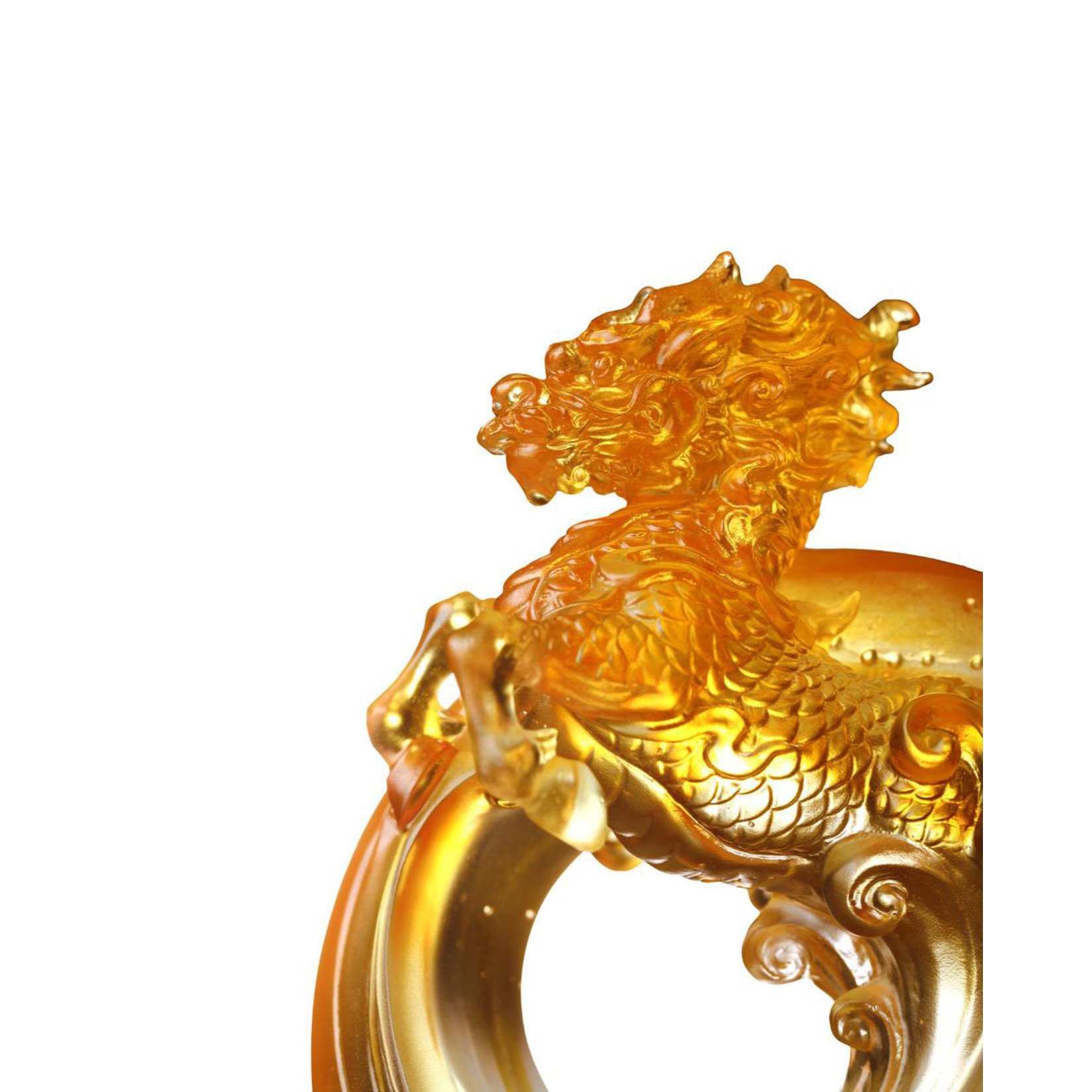 LIULI Crystal Art Crystal Qilin, the mythical creature - "Beauty" in Dark & Light Amber