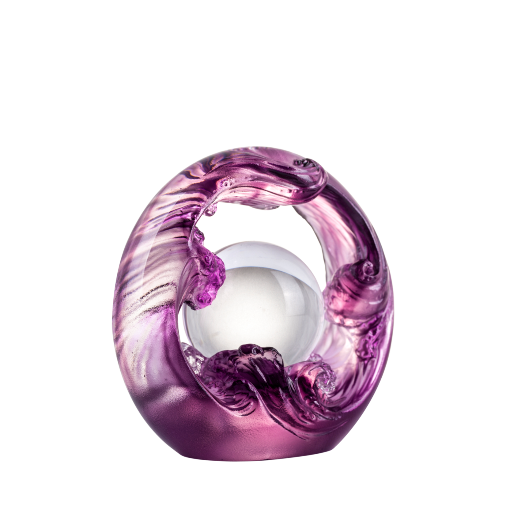 LIULI Crystal Art Crystal Water Flow Feng Shui Sculpture in Violet