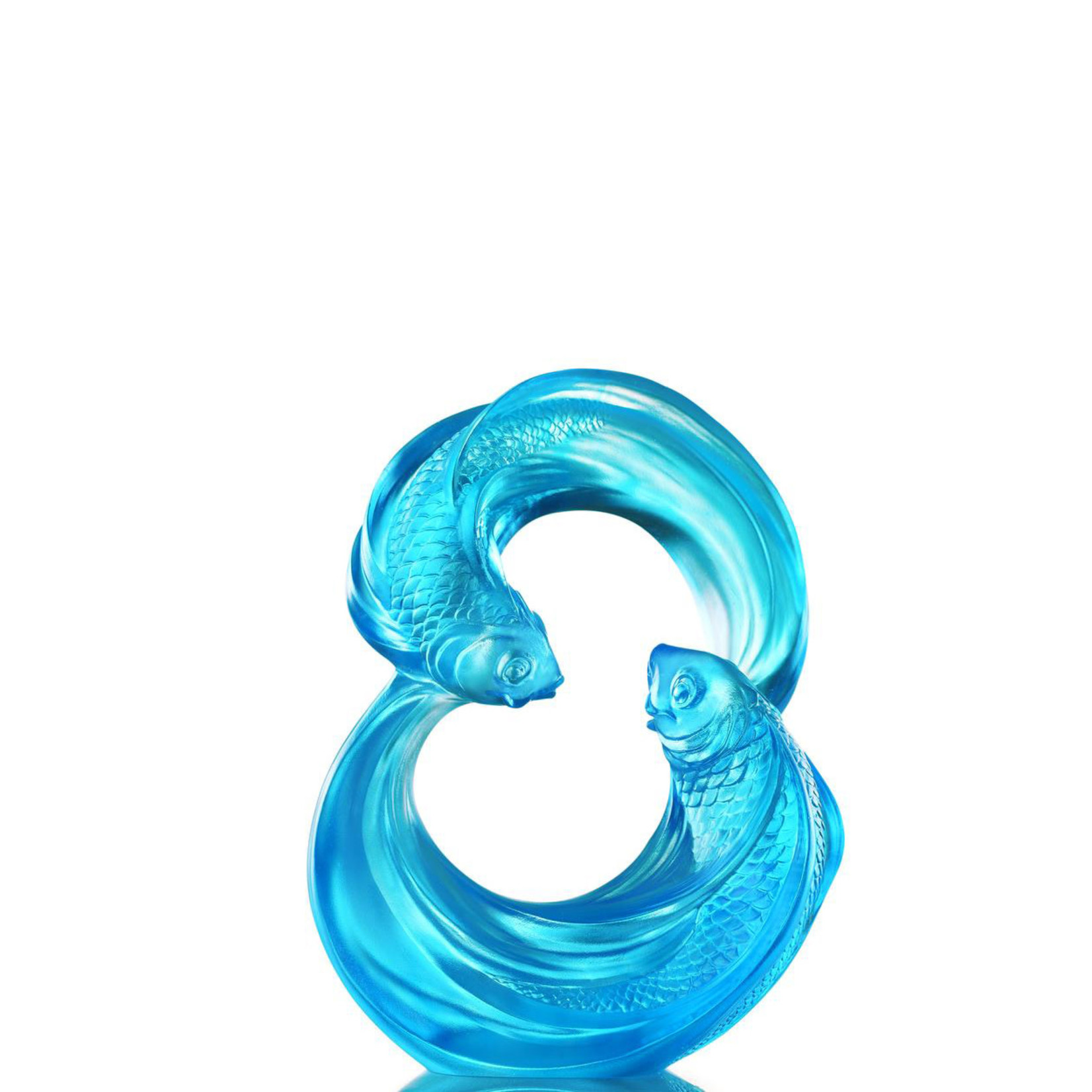 LIULI Crystal Art Crystal Carp Fish Sculpture, Together, We Rise (Limited  Edition) (Blue)