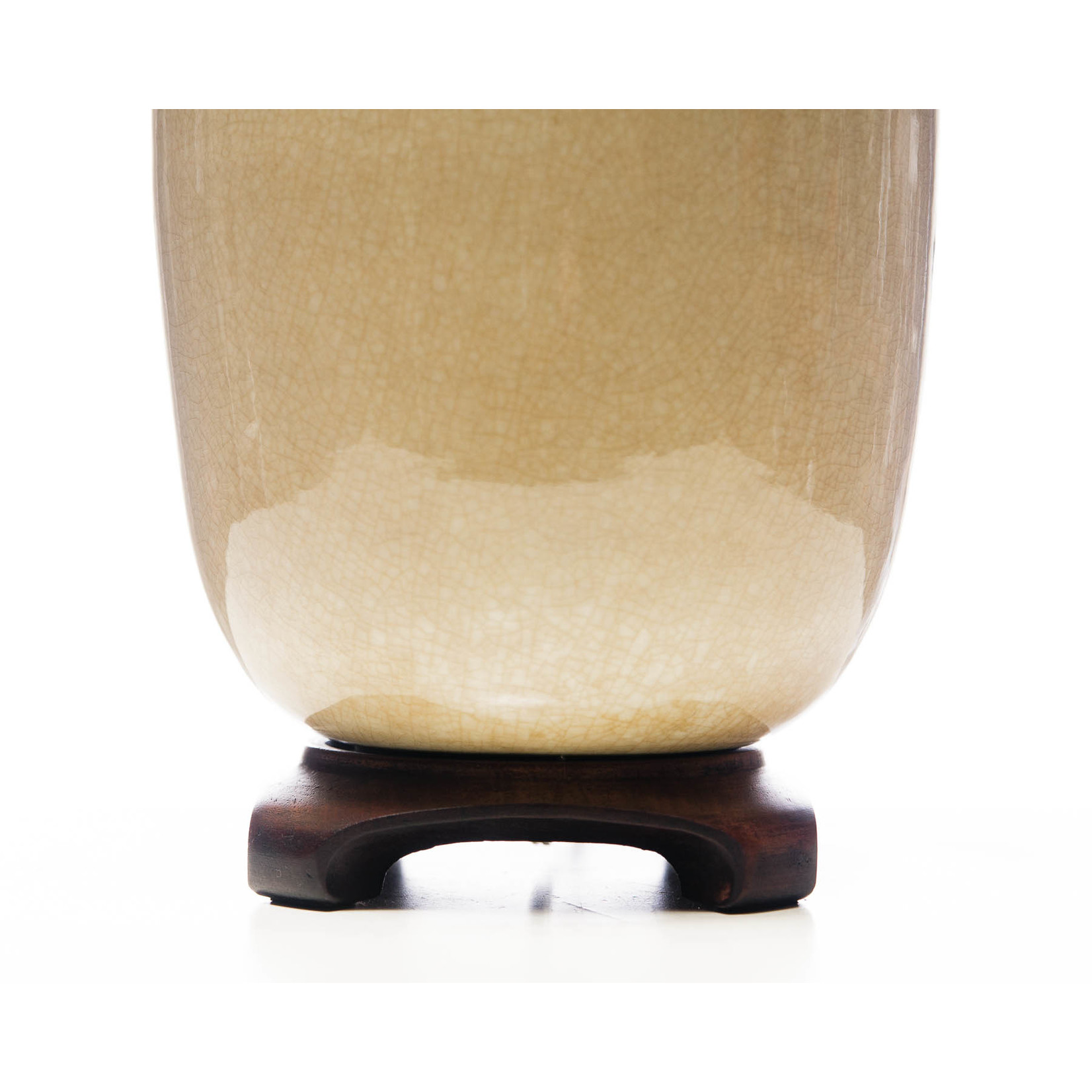 Lawrence & Scott Legacy Lagom Lantern Lamp in Cream Crackle with Rosewood Base (NYC Sample)