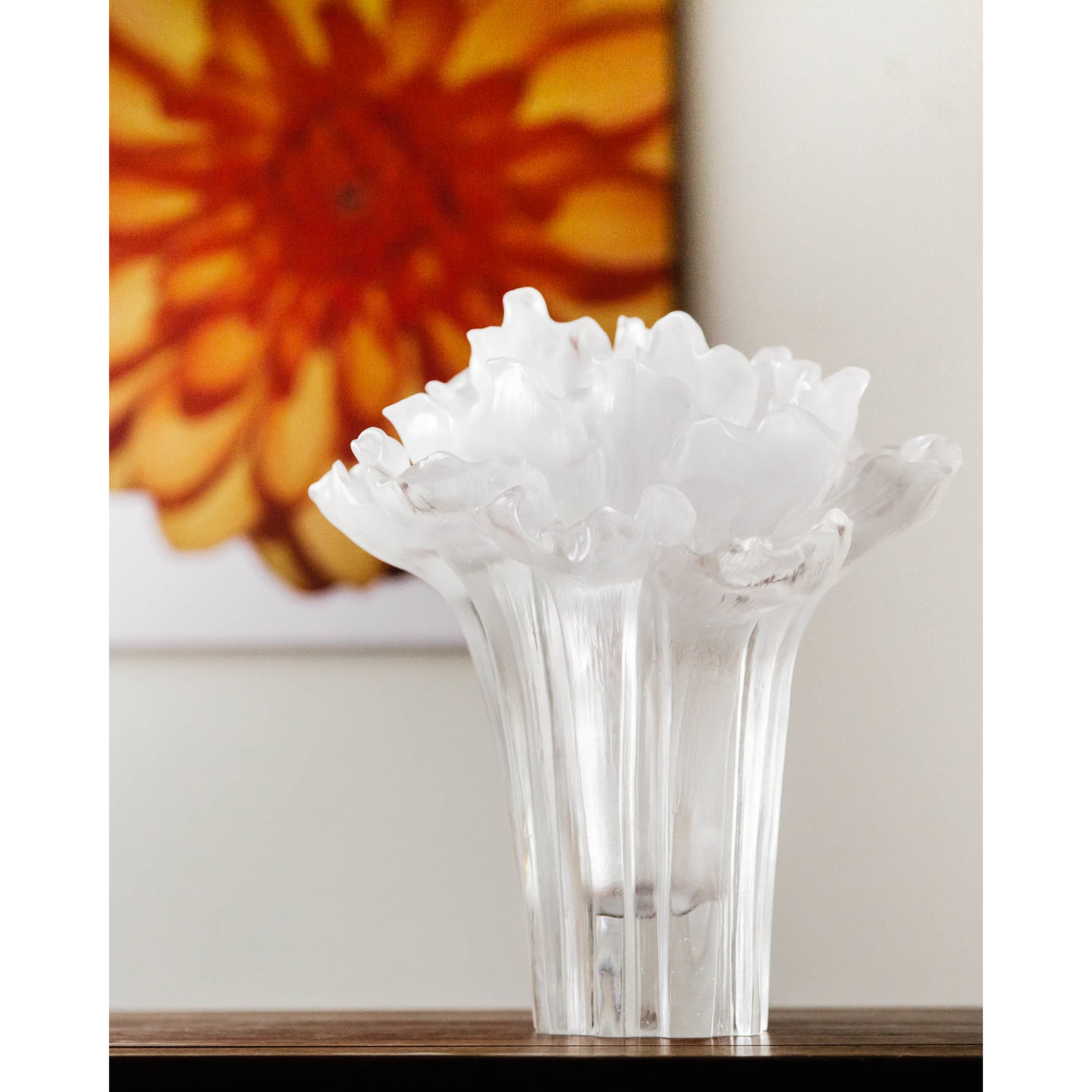 LIULI Crystal Art Crystal Peony Bloom (Powdered White) (Limited Edition)