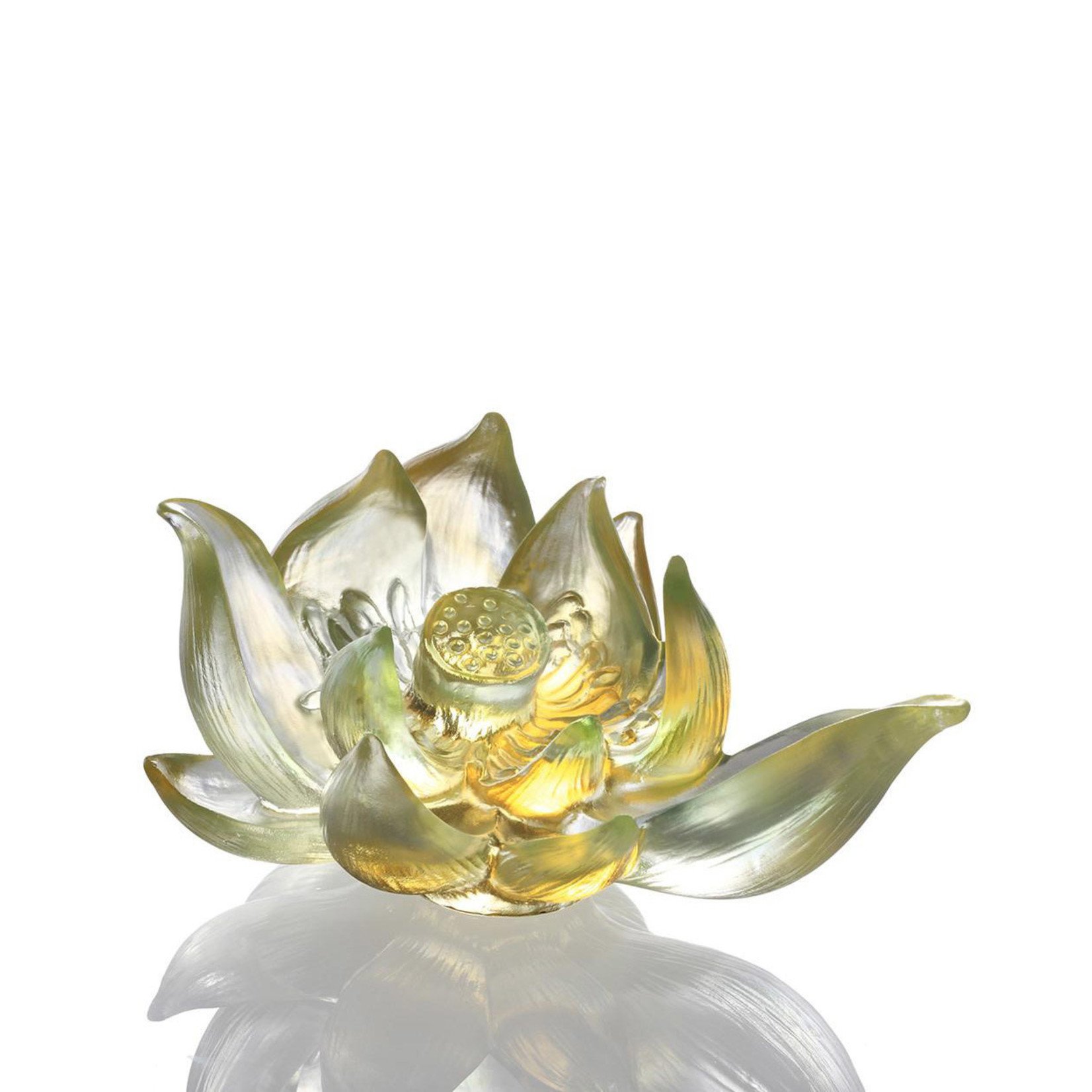 LIULI Crystal Art Crystal Lotus (Amber Green Clear)