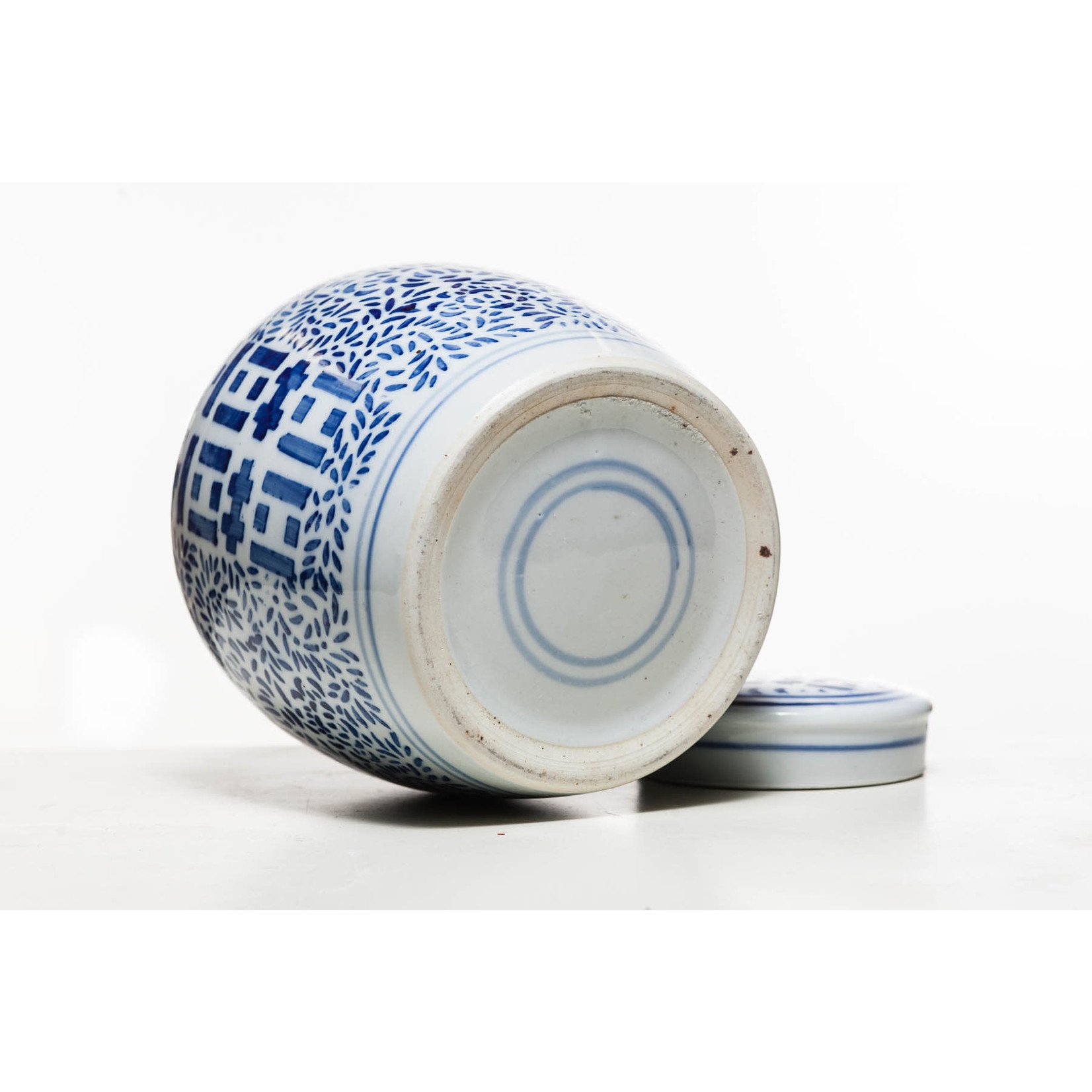 Lawrence Collection 20th Century Chinese Double Happiness Blue & White Porcelain Ginger Jar
