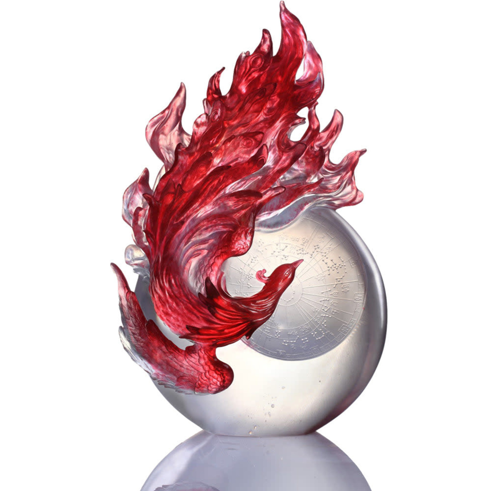 LIULI Crystal Vermillion Bird Mythical Creature Dance of the Phoenix -  Lawrence & Scott