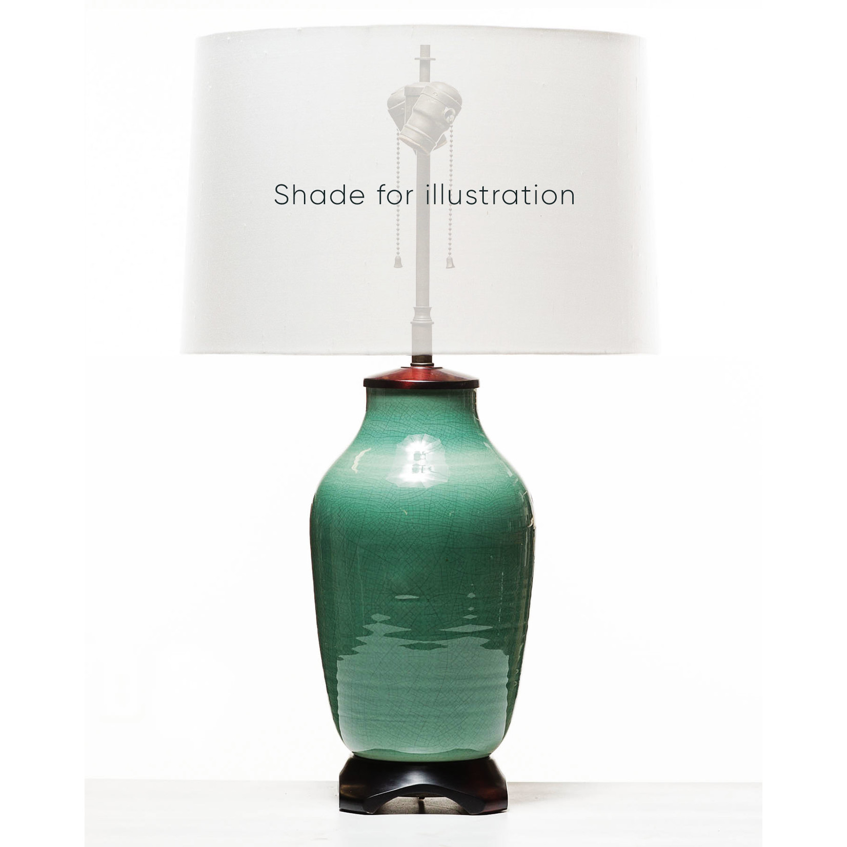 Lawrence & Scott Legacy Lagom Porcelain Lamp in Green Crackle with Rosewood Base