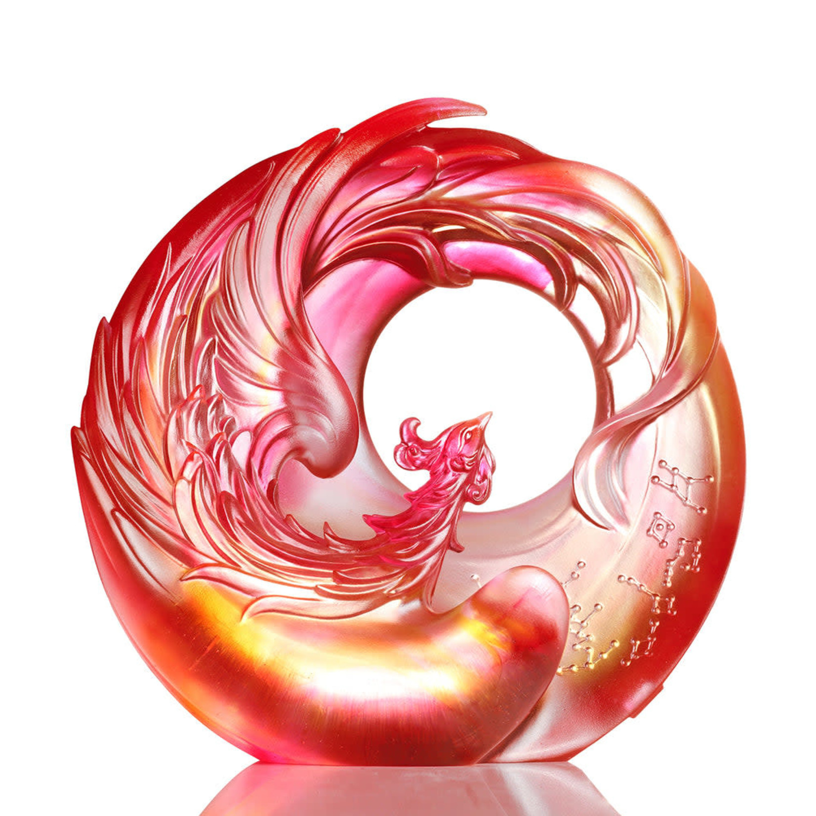 LIULI Crystal Vermillion Bird Mythical Creature Dance of the Phoenix -  Lawrence & Scott