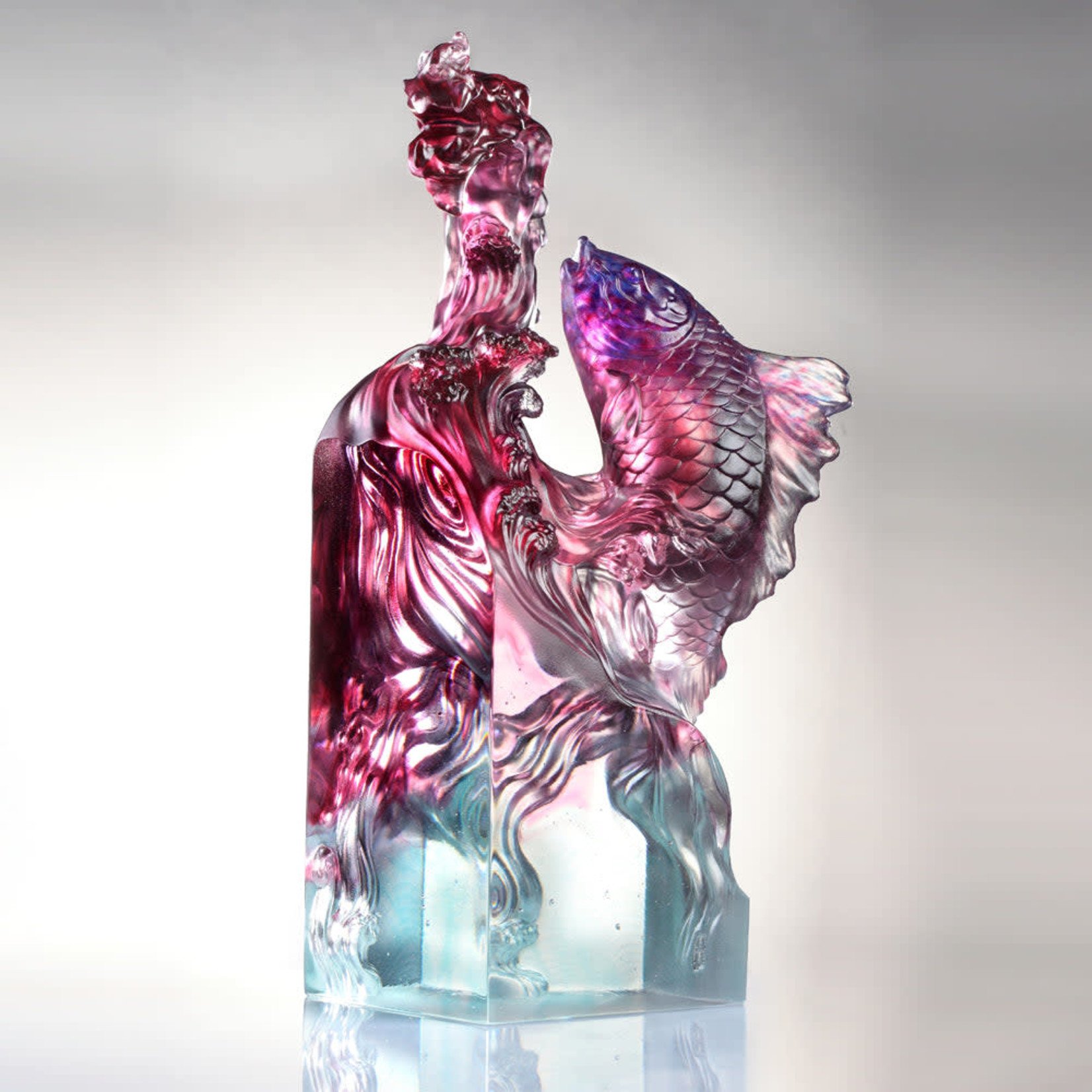 LIULI Crystal Dragon, Ocean Wave, Dagon of Excellence in Sapphire Blue -  Lawrence & Scott