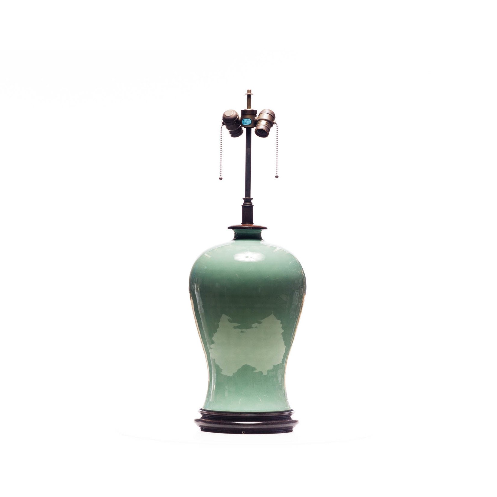 Lawrence & Scott Legacy Dashiell Table Lamp in Aquamarine with rosewood stand