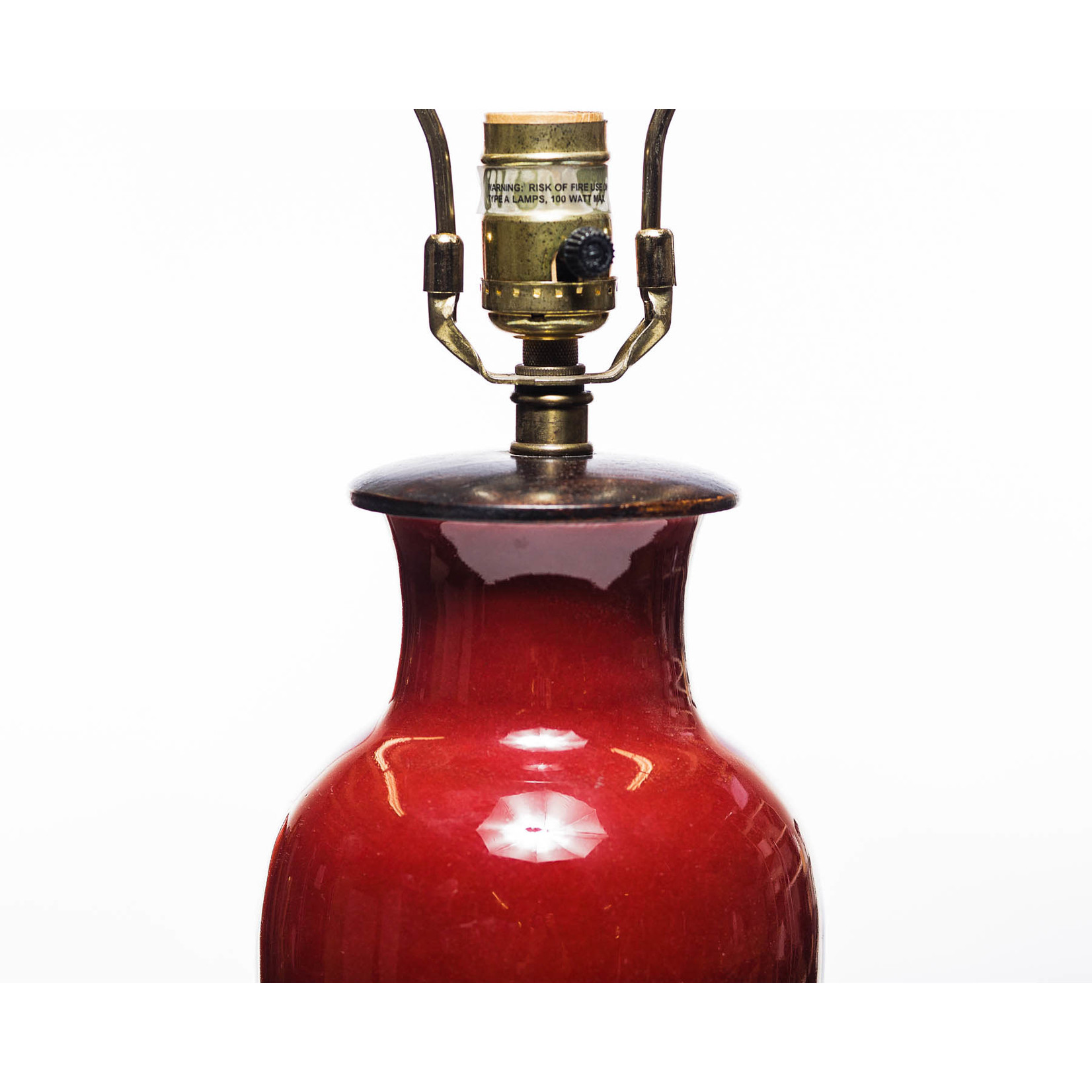 Lawrence & Scott Legacy Gabrielle Porcelain Lamp in  Pinot Red with Rosewood Base