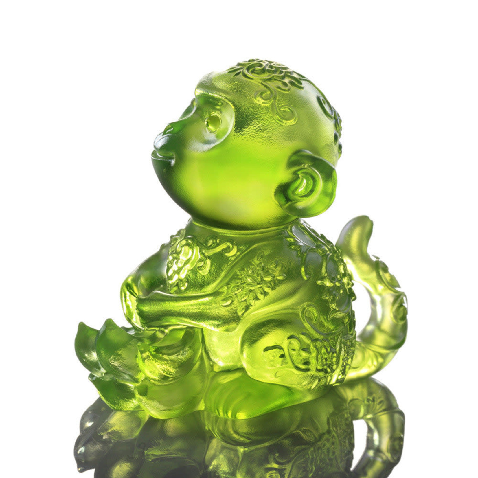 LIULI Crystal Art Crystal Monkey Figurine (Contentment) - "Forever Happy"