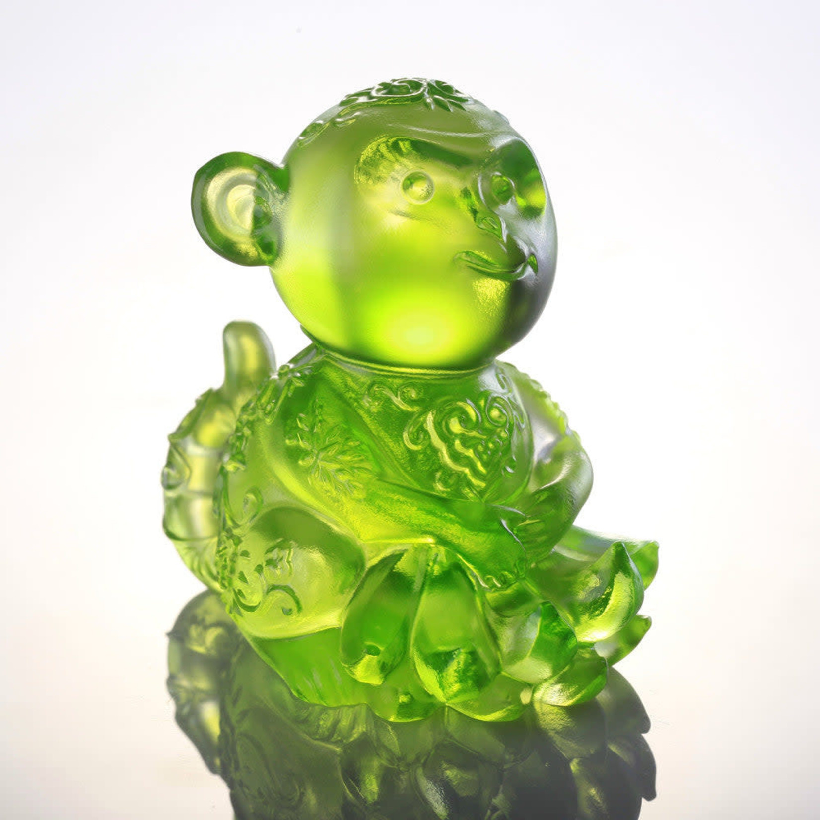 LIULI Crystal Art Crystal Monkey Figurine (Contentment) - "Forever Happy"