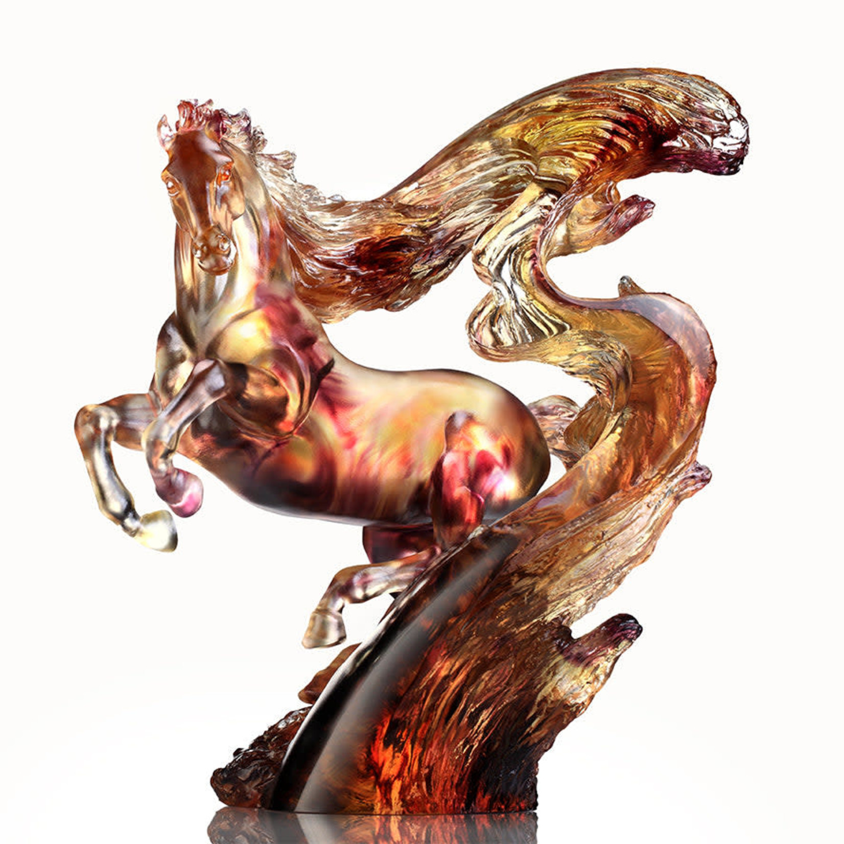 LIULI Crystal Art Crystal Horse Sculpture, "Accomplished"