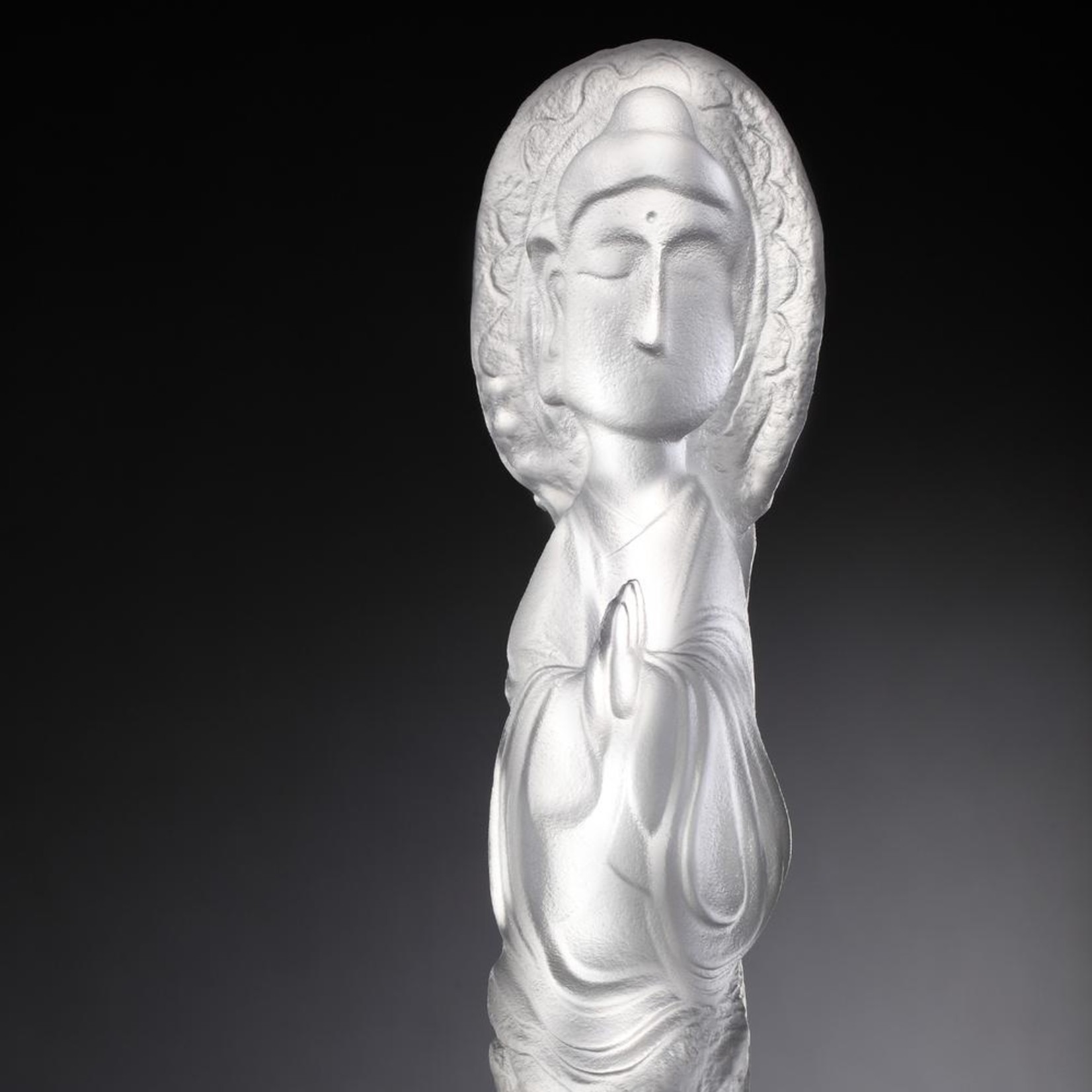 LIULI Crystal Art Crystal Buddha Figurine, "Free Mind from Knowing One’s Fate"