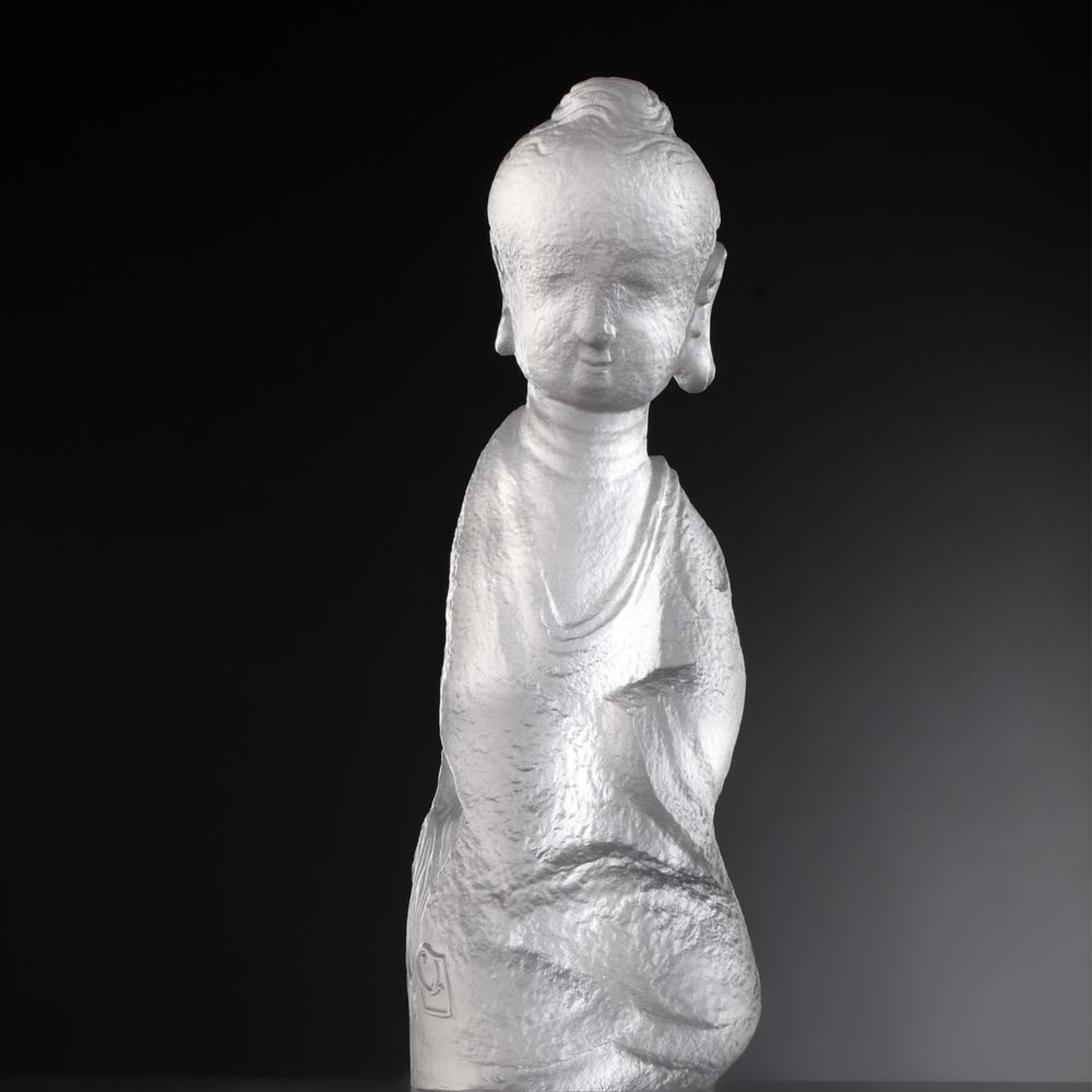 LIULI Crystal Art Crystal Buddha Figurine, "Free Mind in Weal or Woe"