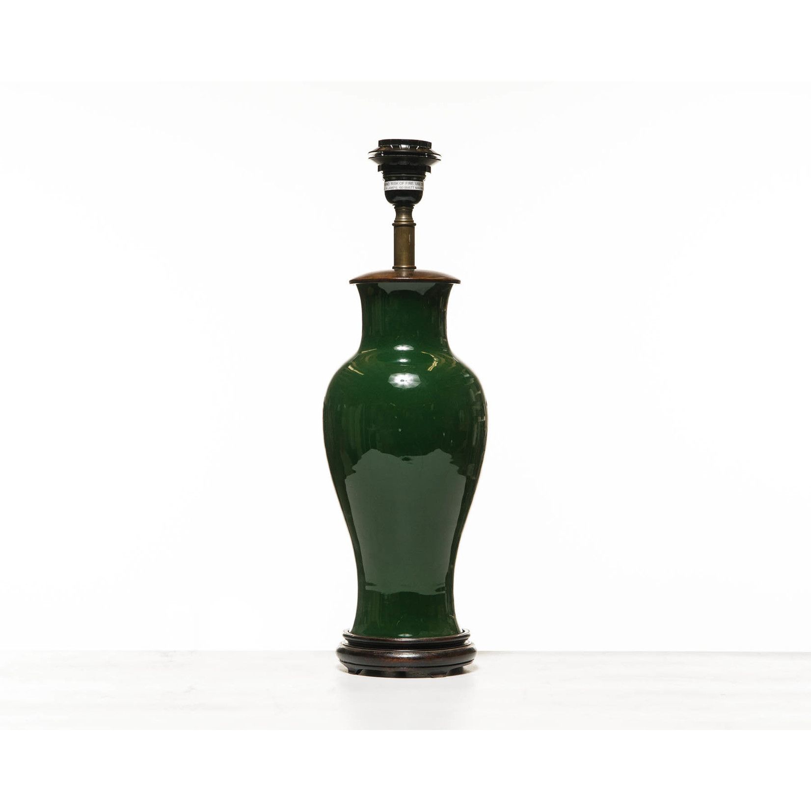 Lawrence & Scott Gabrielle Porcelain Lamp in Racing Green with Rosewood Base