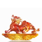 LIULI Crystal Art "Omnipresent Fortune", Pi Xiu Fengshui Lion