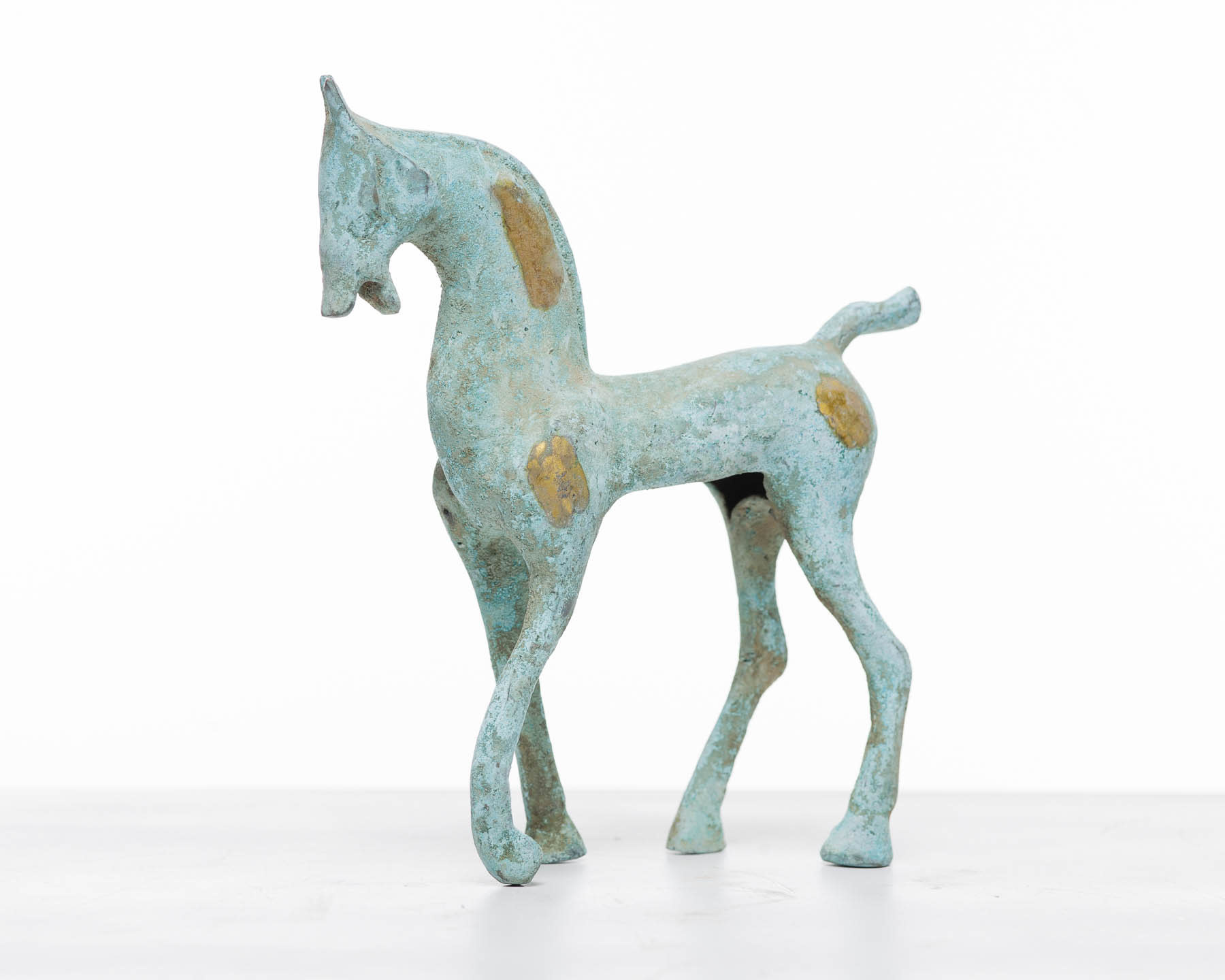 Lawrence & Scott Verdigris Bronze Han-Dynasty inspired horse.