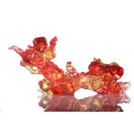 LIULI Crystal Art Crystal Magpie with Ruyi Feng Shui Sculpture, "Ruyi Charged with Joy"