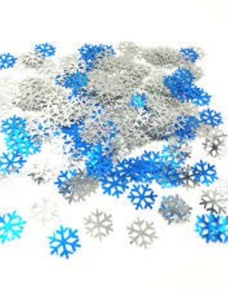 3D Snowflakes Confetti Blue and White