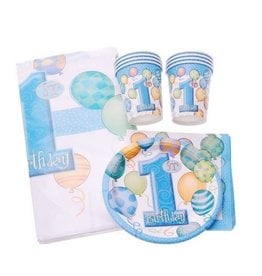 BLUE FIRST BIRTHDAY BALLOONS  KIT FOR 8
