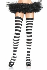 Wide Striped Thigh Highs - Black/White