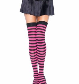 Striped Thigh High - Black/Pink
