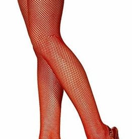 Fishnet Thigh High with Lace Top - Red