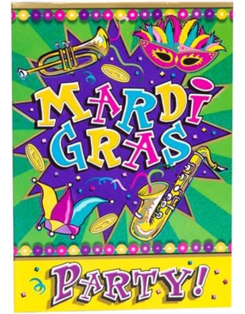 MARDI GRAS INVITATIONS 8PK