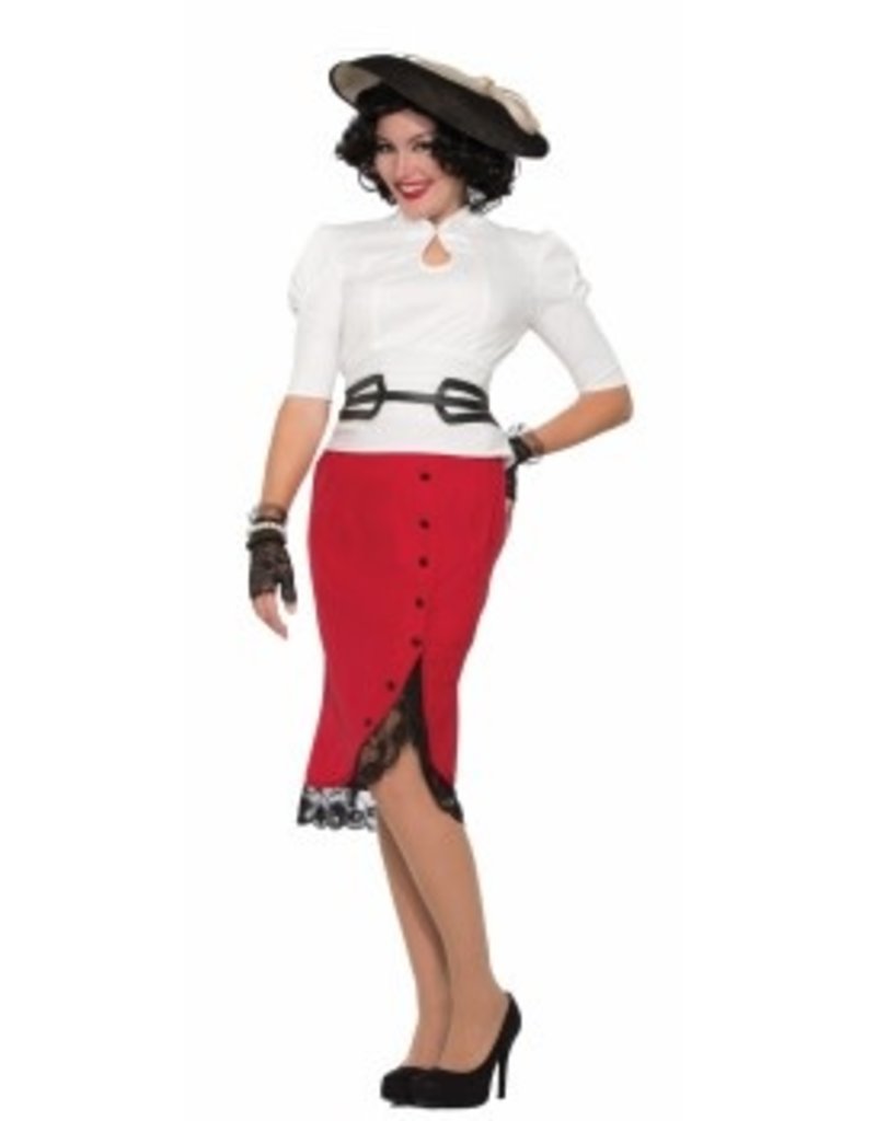 1940's Red Pencil Skirt - O/S