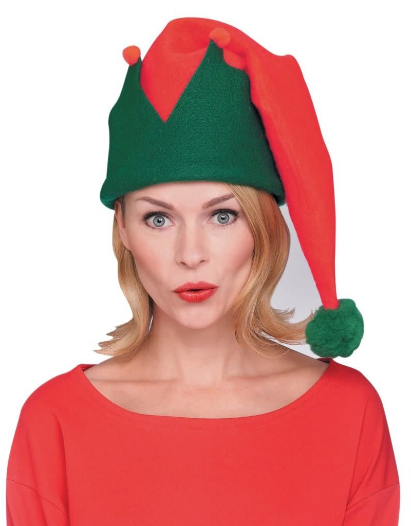 Red and Green Long Elf Hat