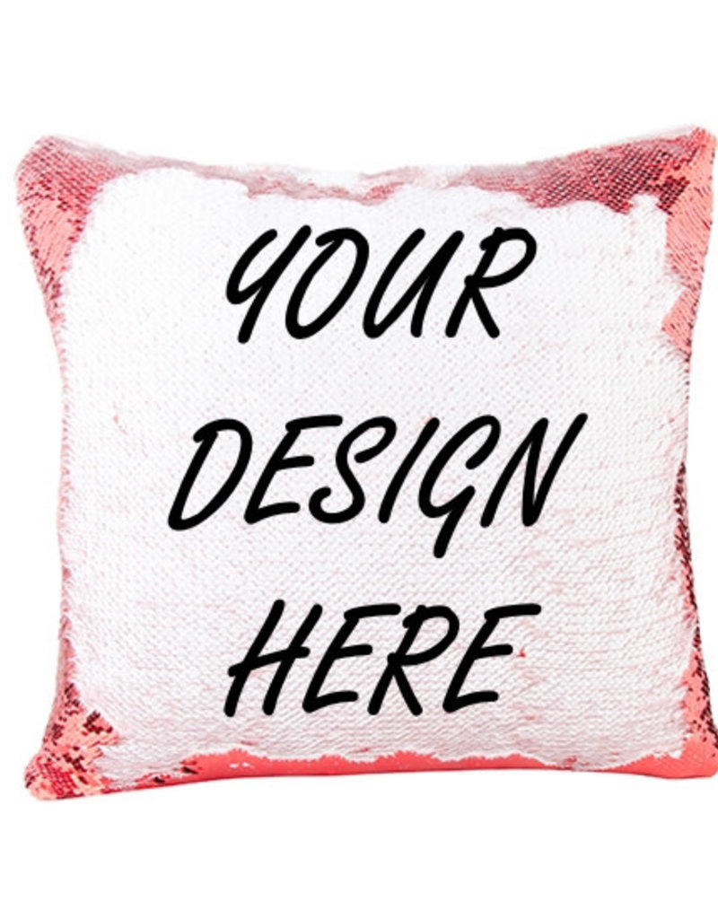 Personalized Flip Sequin Pillow Cover (One Side) - Red/White