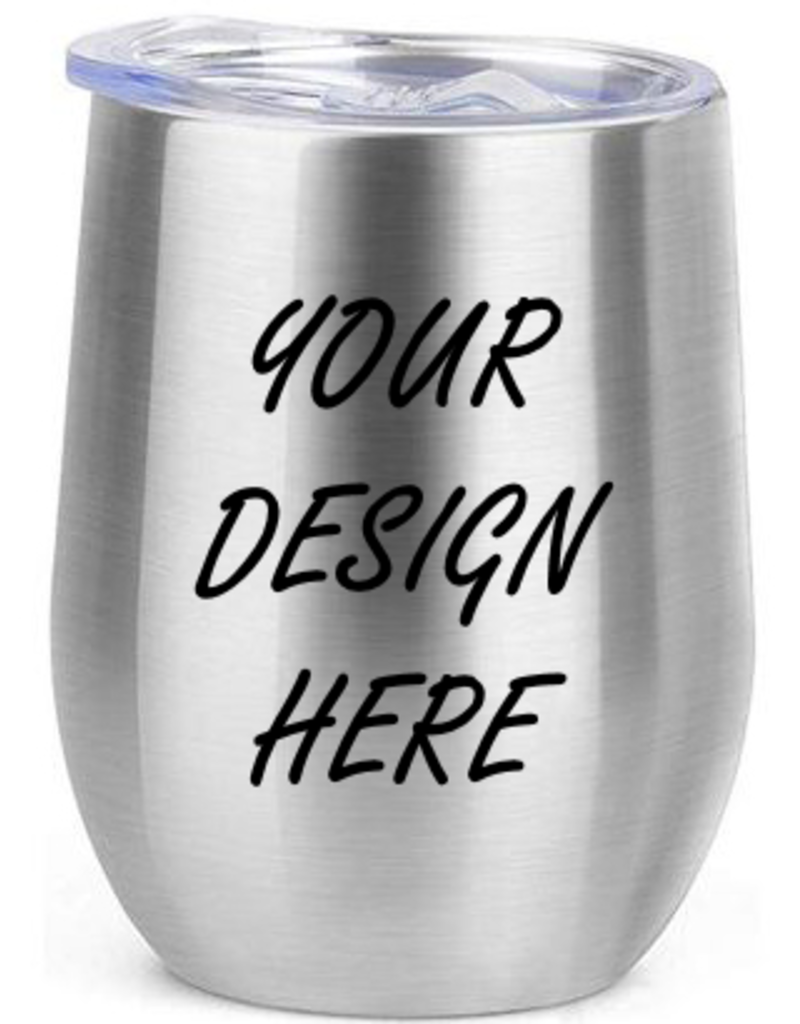 Personalized 12oz Stainless Steel Wine Tumbler - Silver