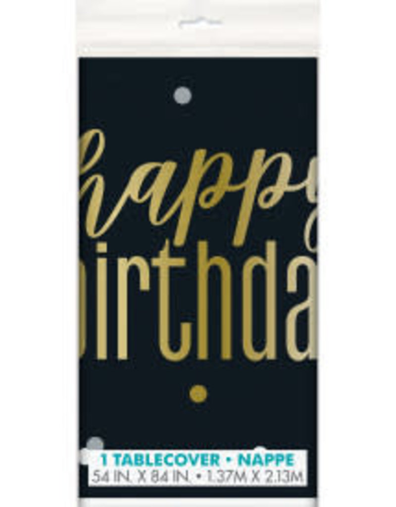 Metallic Happy Birthday Table Cover