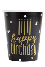 Metallic Happy Birthday Paper Cups-9oz