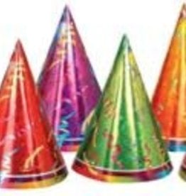 7" PRISMATIC PARTY HATS 6/PKG