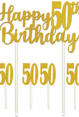 HAPPY 50TH BIRTHDAY CAKE TOPPER (1/PKG)