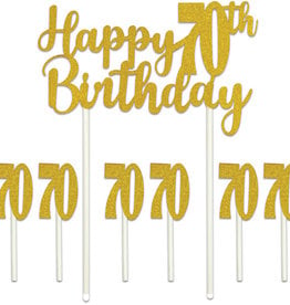 HAPPY 70TH BIRTHDAY CAKE TOPPER (1/PKG)